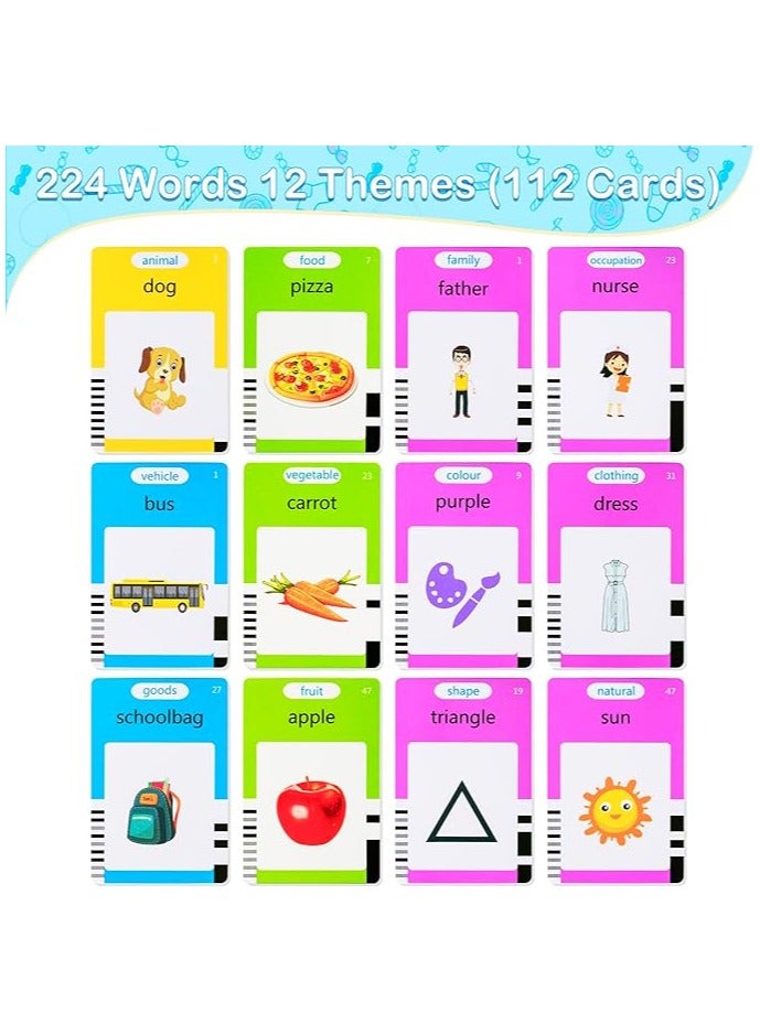 Talking Flash Cards LCD Writing Board, Smart Card Writing Board for kids,Educational Learning Tools with 112 cards with 224 words. Pink - Image 4