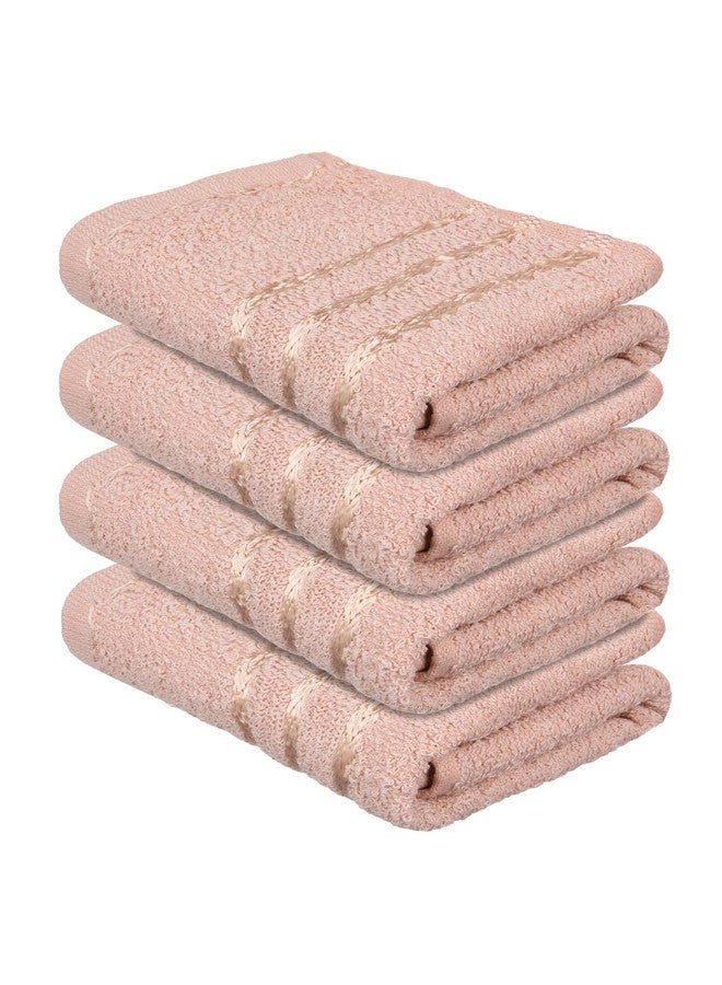 Kuber Industries Face Towel | Cotton Towels For Facewash | Towels For Daily Use | Workout Hand Towel | Lining Design | 14X21 Inch | Pack Of 4 | Brown  - Image 1