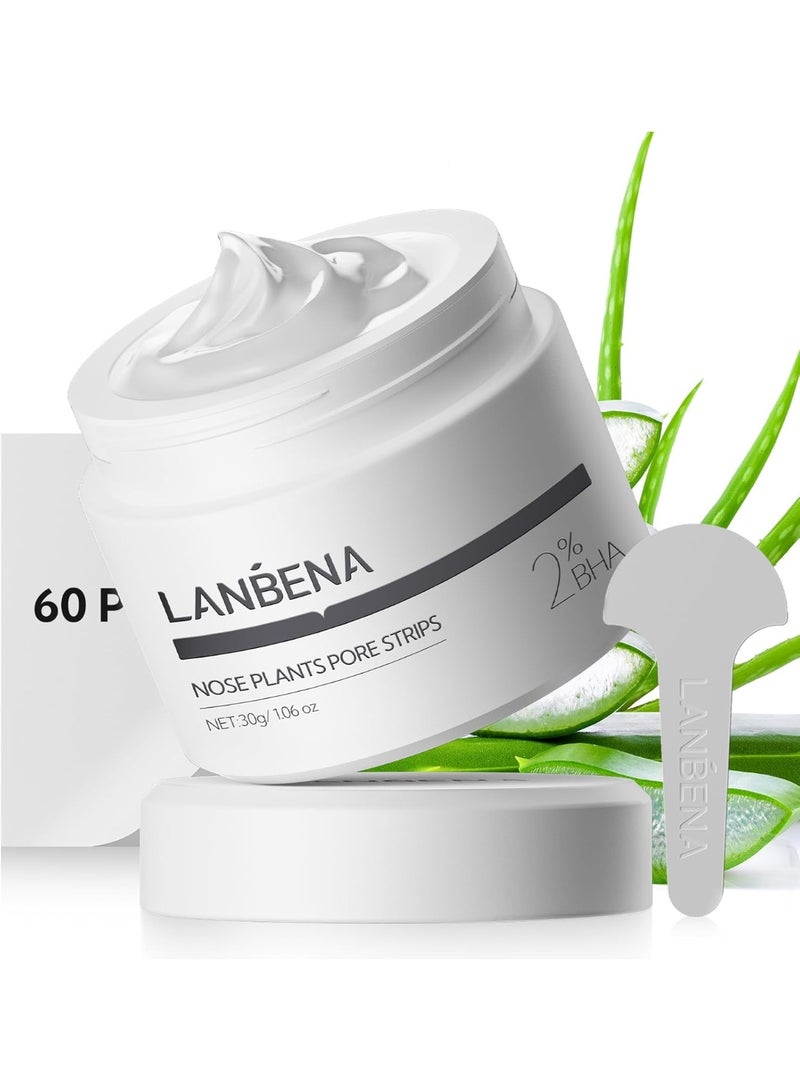 LANBENA 2.0 Blackhead Remover Nose Pore Strips 60Pcs Deep Cleansing Peel-Off Mask with 2% Salicylic Acid and Amazonian White Clay - Image 1