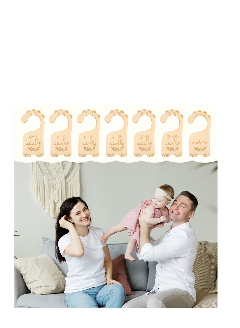 Excefore Wooden Baby Closet Dividers, 7 Pcs Baby Closet Size Divider, Baby Cloth Organizers Baby Clothes Sorting Tags, from Newborn Infant to 24 Months, Boy Girl Nursery Decor - Image 1