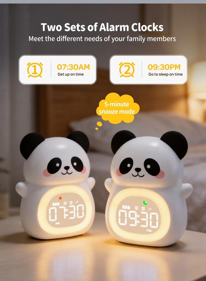 MASHI Panda Kids Alarm Clock, Sun & Moon Sleep Trainer for Toddlers, Cute Animal OK to Wake Clock with 9 Color Night Light, 6 Soothing Sounds, Dual Alarm, for Boys & Girls - Image 5