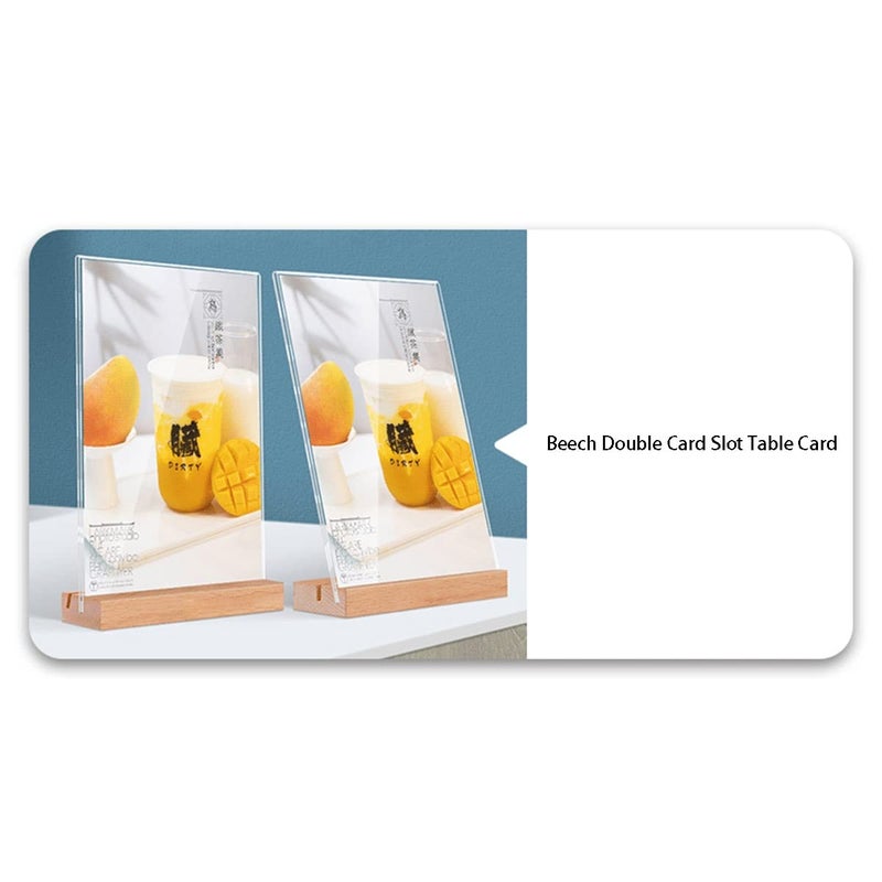 Clear Acrylic Sign Holder With Wooden Base A4 Size Black For Tabletop Display - Image 4