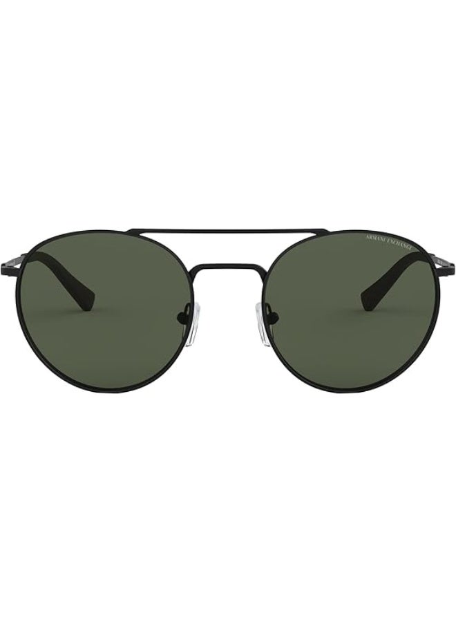 ارماني اكسشينج ARMANI EXCHANGE AX2028S 6063/71 53 نظارة شمسية دائرية للجنسين - أسود مطفي وأخضر - Image 1