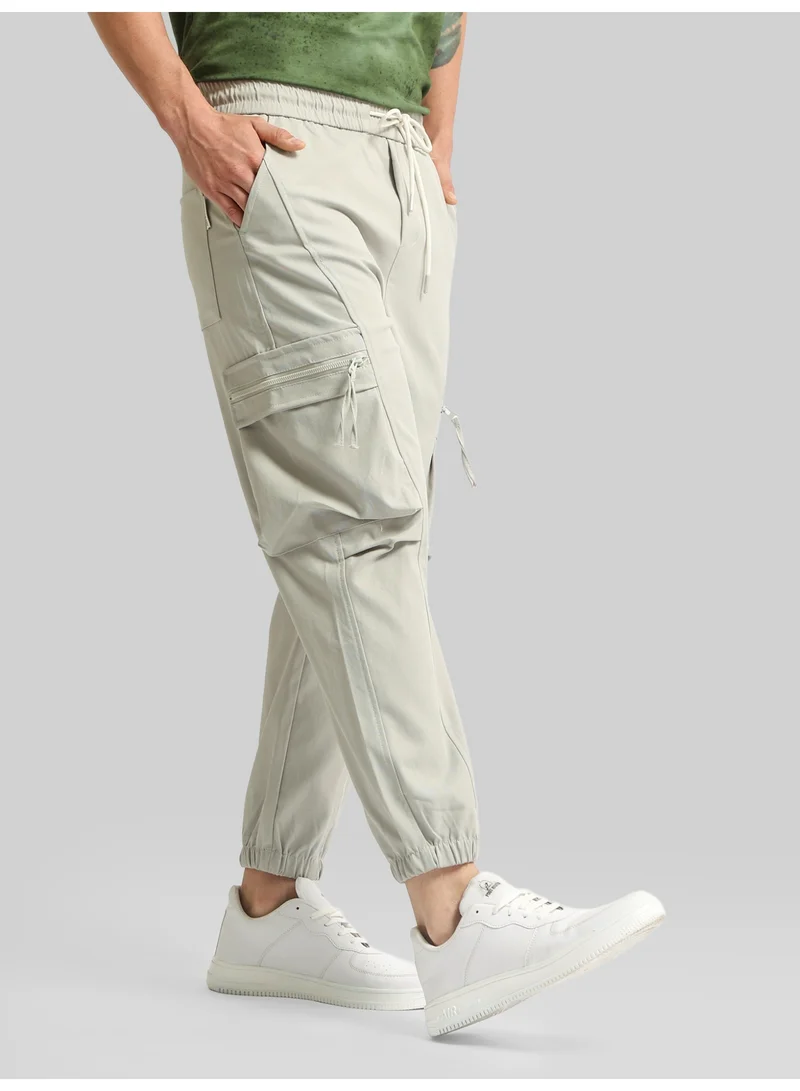 Maniac  Maniac Mens Solid Grey Cotton Blend Cargo Pant for Men | Best Price UAE