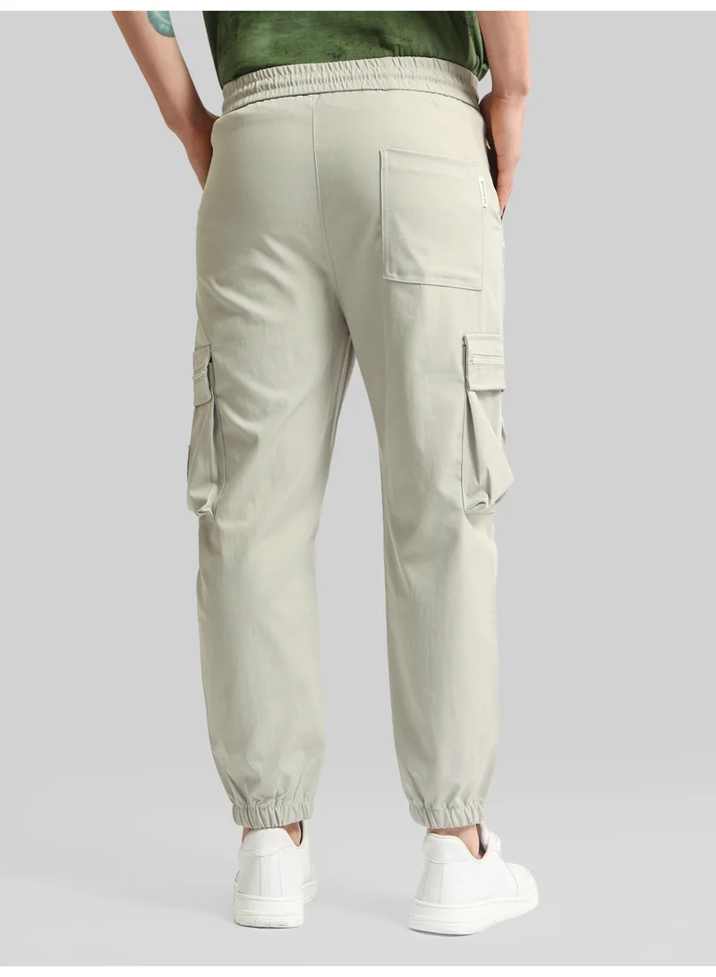 Maniac  Maniac Mens Solid Grey Cotton Blend Cargo Pant for Men | Best Price UAE