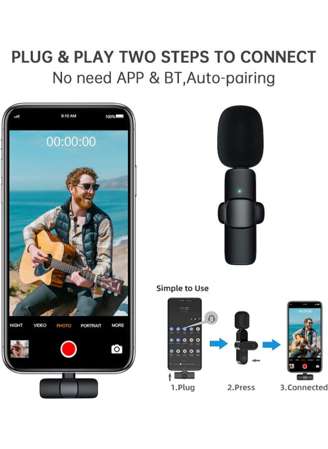 SHOPI - Wireless Lavalier Microphone for Type-C, Plug & Play Lapel Clip-on Mini Mic for gaming Video Recording - Noise Reduction Bluetooth - Image 1