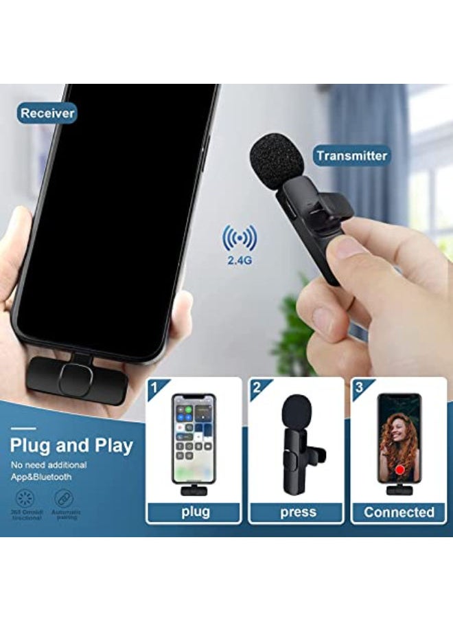 SHOPI - Wireless Lavalier Microphone for Type-C, Plug & Play Lapel Clip-on Mini Mic for gaming Video Recording - Noise Reduction Bluetooth - Image 1
