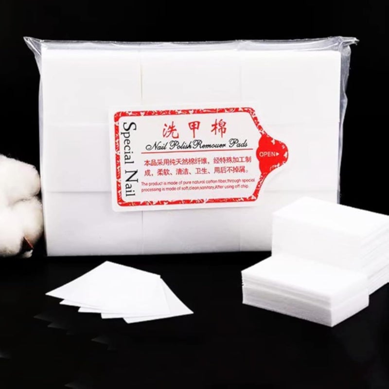 Nail Cotton Pads -600PCS Lint Free Gel Nail Polish Removers Eyelash Extension Glue Cleaning Wipes, WipesNail Art Gel Lint Free Nail Wipes (White)