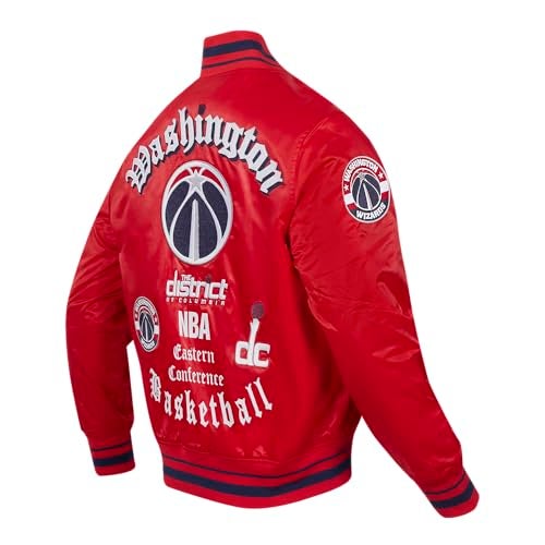 Pro Standard Mens NBA Washington Wizards Old English Satin Jacket - Image 2