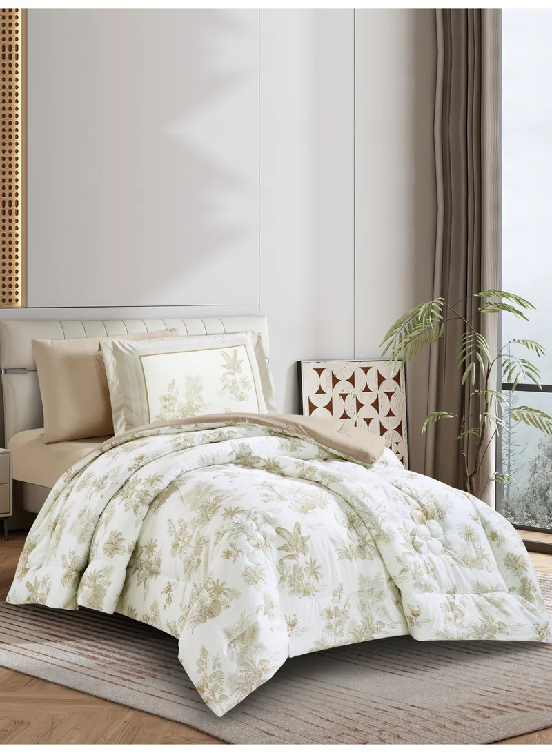 Donetella Bedding Comforter Set, twin Size Fits 140x200 cm - 4-Pcs Digital Print Quilted Bed Set, Microfiber Fabric - 1 Comforter, 1 Fitted Sheet, 1 Pillow Shams, 1 Pillowcases.