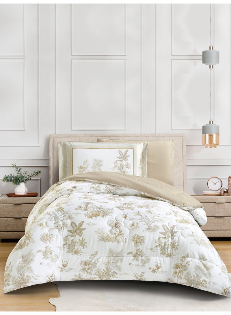 دوناتيلا طقم مفرش سرير 4 قطع مقاس مفرد ونص يناسب سرير 120×200 , تصميم مشجر انيق , مايكروفايبر فائق النعومة , يناسب جميع الفصول - Image 1