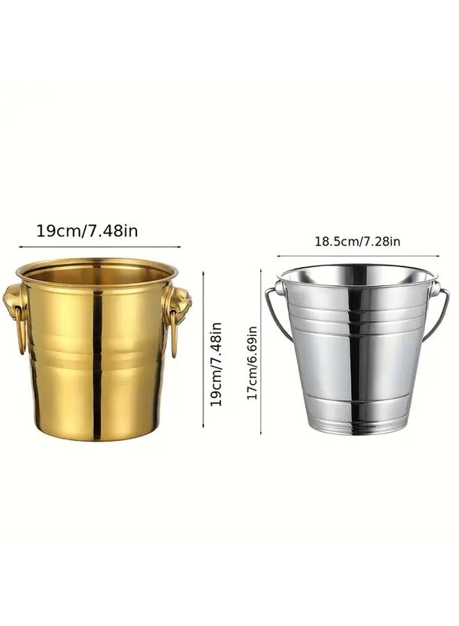1 2 Golden Ice Bucket 101 44oz Stainless Steel Portable Ice Cube Container Wine Champagne Beer Party Bar Tools for Summer Club Drinks - Image 2