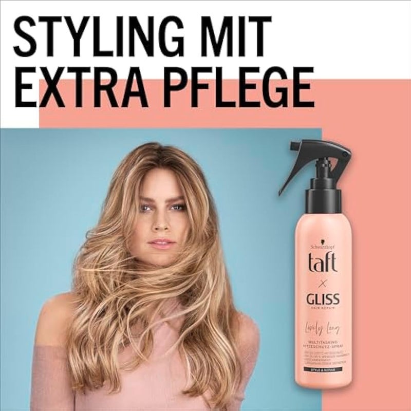Taft x Gliss Lovely Long Heat Protection Spray (150 ml), Multitasking Spray Provides Heat Protection up to 230°, Protection Against Split Ends and Long Lasting Defined Styles - Image 2