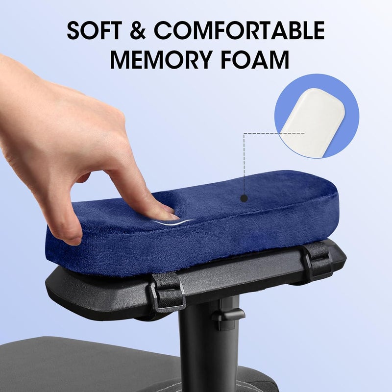 ZNCMRR 2 Pack Office Chair Armrest Pads Covers with Memory Foam Elbow Pillow for Forearm Pressure Relief, Black Arm Rest Covers for Office Chairs, Wheelchair, Comfy Gaming Chair(Blue) - Image 3
