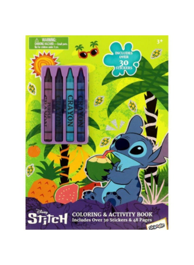 Disney Stitch Disney Stitch Coloring & Activity Book with 4 Crayons and 30 Stickers – 48 Pages Kids Creative Book (SKOODLES 101125) - Image 1