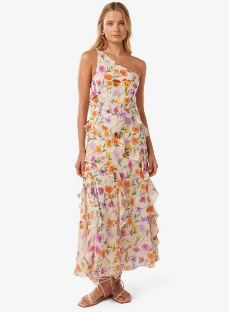 Belle One Shoulder Ruffle Maxi Dress