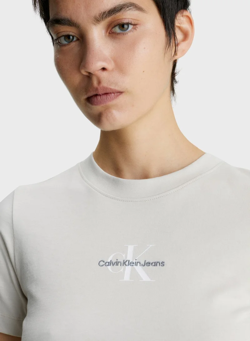 Calvin Klein Jeans Crew Neck Logo Crop T-Shirt