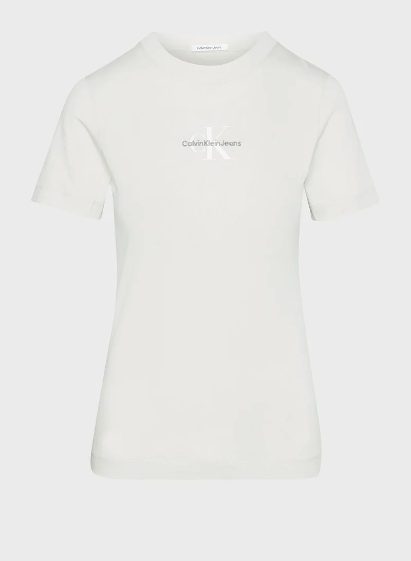 Calvin Klein Jeans Crew Neck Logo Crop T-Shirt