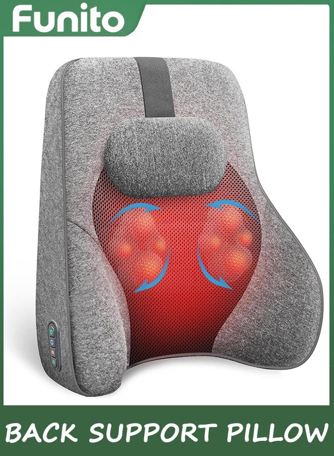 Funito الوسادة الخلفية لدعم الظهر لمكتب كرسي السيارة,مكتب مكتب كرسي الظهر دعم الظهر مع 4 رؤوس تدليك شياتسو ووظيفة التدفئة,الوسادة الخلفية للرغوة الذاكرة لكرسي ألعاب الكمبيوتر-الرمادي - Image 1