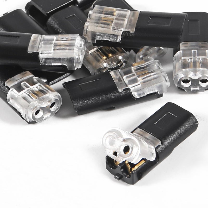 Meimom 20Pcs Double-Wire Plug-in Connector Led Light Strip Connectors 2 Pin, Quick Splice Wire Wiring Connector for AWG 20-24,2 Pin 2 Way Universal Compact Wire Terminals, No Wire-Stripping Required - Image 2