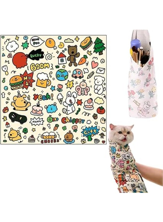 Cat grooming product, comfortable and safe fabric cat wrap for nail trimming, ear cleaning, and teeth brushing. Suitable for cats up to 10 kg, 70 x 70 cm, XL - Image 1