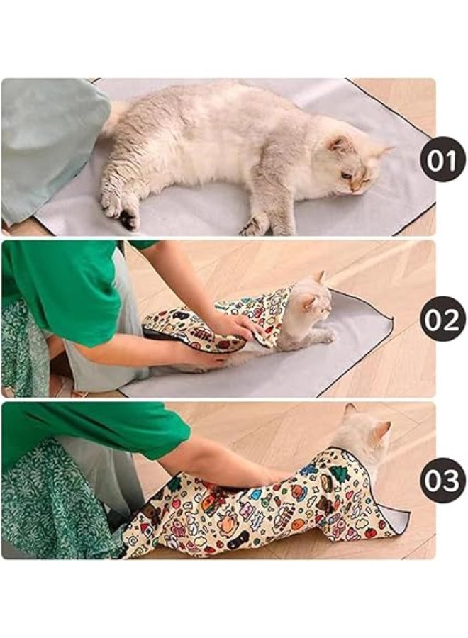 Cat grooming product, comfortable and safe fabric cat wrap for nail trimming, ear cleaning, and teeth brushing. Suitable for cats up to 10 kg, 70 x 70 cm, XL - Image 3