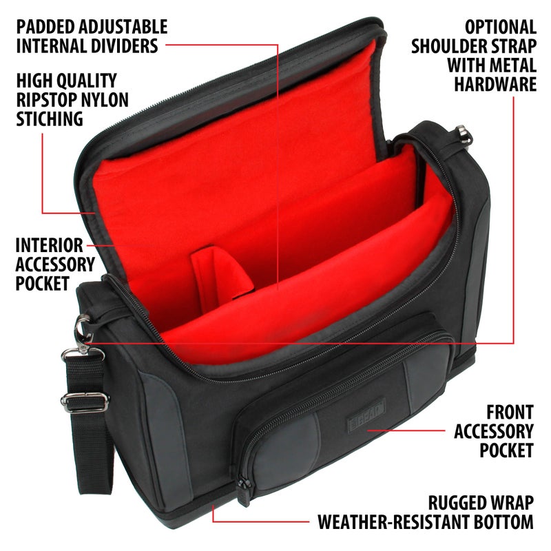 USA Gear Portable Photo Printer Case - Messenger Bag with Padding Dividers Compatible with Canon Selphy CP1500, Selphy Cp1300, Kodak Step Wireless, Canon Ivy 2, and More Mini Photo Printers - Red - Image 5