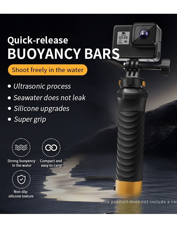 PULUZ Quick Release Floating Handle Hand Grip, Waterproof Mount Hand Grip for Action Camera Compatible with GoPro 13 12 11 10 9, Insta360, DJI Osmo Action Cameras  - Image 2