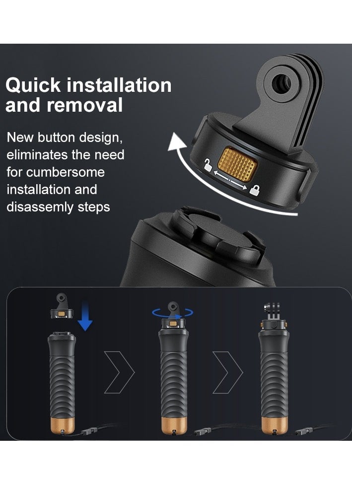 Quick Release Floating Handle Hand Grip, Waterproof Mount Hand Grip for Action Camera Compatible with GoPro 13 12 11 10 9, Insta360, DJI Osmo Action Cameras