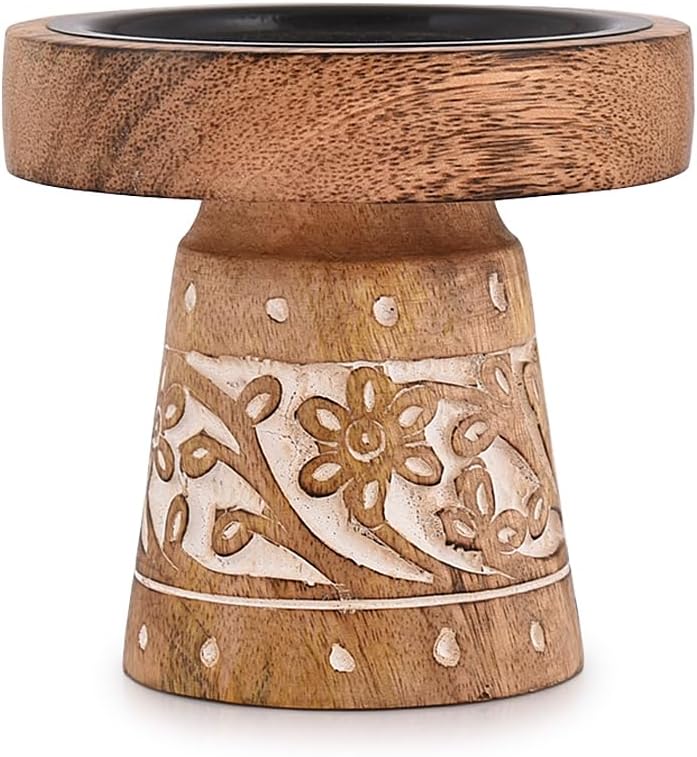 NIRMAN Mango Wood Candle Holders, Wood Candlesticks for Home Wedding Table Decor Centerpiece (4" x 4" x 4") - Image 2