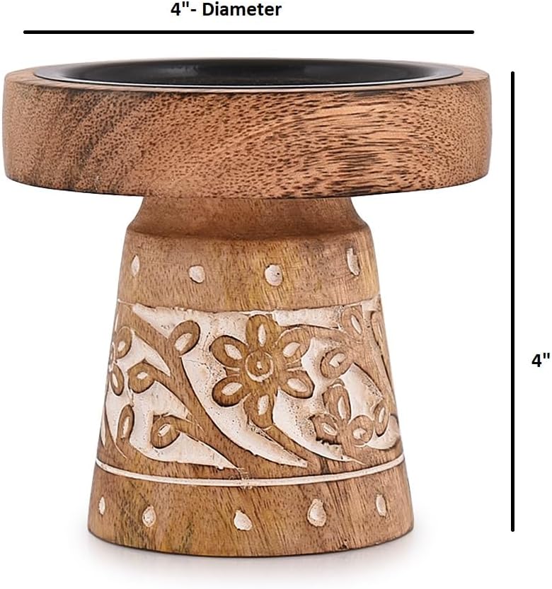 NIRMAN Mango Wood Candle Holders, Wood Candlesticks for Home Wedding Table Decor Centerpiece (4" x 4" x 4") - Image 4