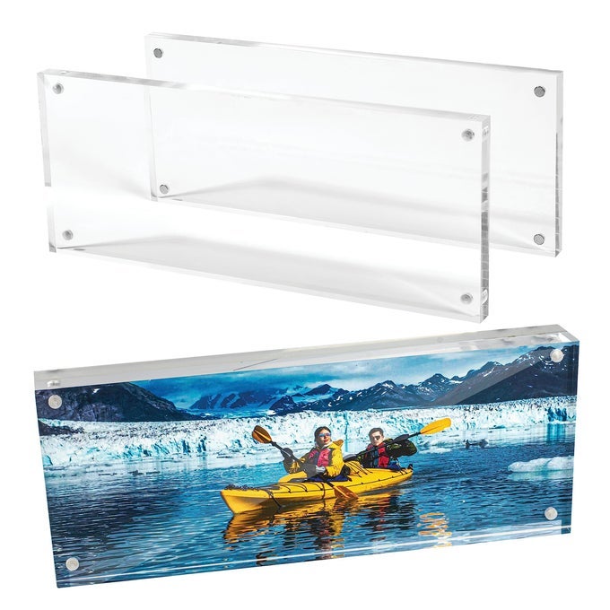 DuraClear 4x10 Acrylic Frame Frameless Panoramic Photo License Display Sleek Modern Design for Elegant Decor