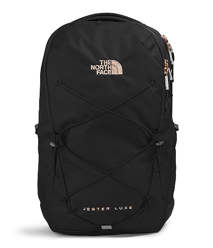 THE NORTH FACE حقيبة ظهر لابتوب يومية من ذا نورث فيس للنساء - جستر لوكس، أسود/كورال محترق معدني، مقاس واحد - Image 1