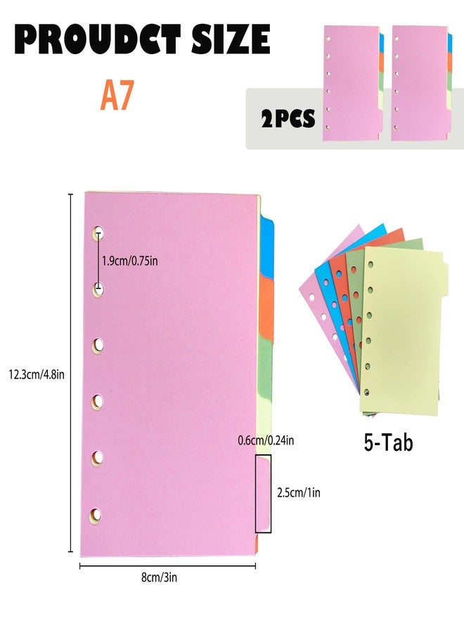DY.2ten 6 Ring Binder Dividers with 5 Tabs, 2 Sets, Paper Binder Dividers, A7 Size, Durable, 5 Colors, School Subject Binder Organizers - Image 2