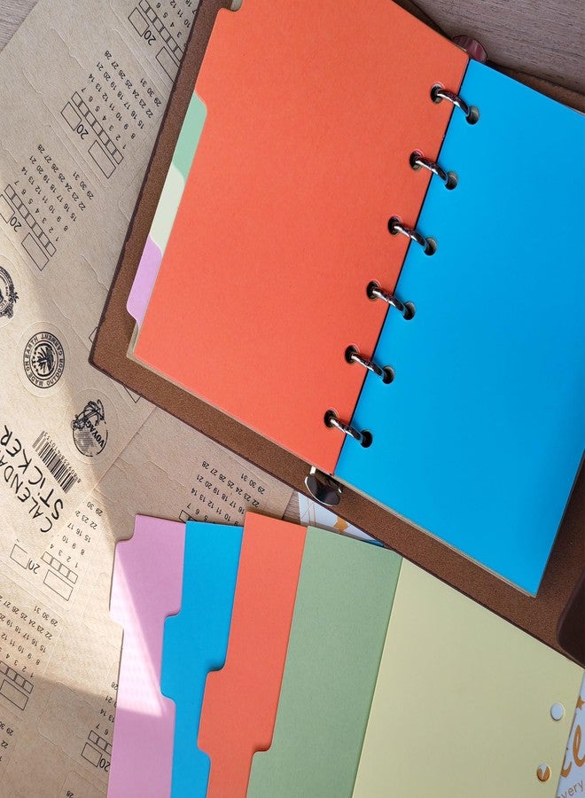 DY.2ten 6 Ring Binder Dividers with 5 Tabs, 2 Sets, Paper Binder Dividers, A7 Size, Durable, 5 Colors, School Subject Binder Organizers - Image 5