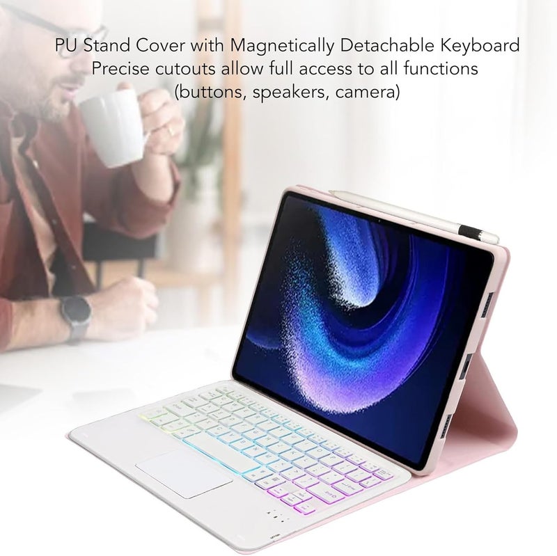 Pad 6 6 Pro 11 Inch 2023 Keyboard Case Stylish Protective Cover with Removable Keyboard, for Tablet Users PU Stand Cover (Pink) - Image 4