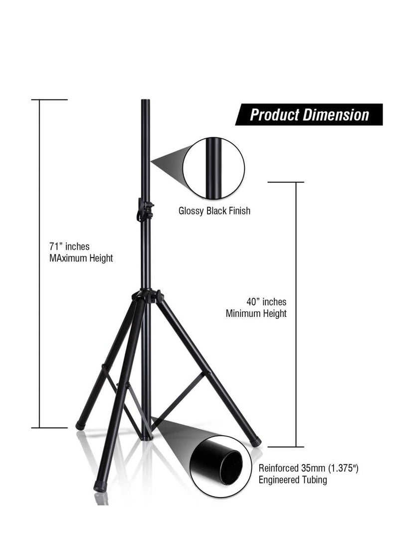 Mike Music - Adjustable Heavy-Duty Speaker Stand, 112 cm Max Height, Supports Up to 45KG, Durable Metal Tripod Base - Image 1