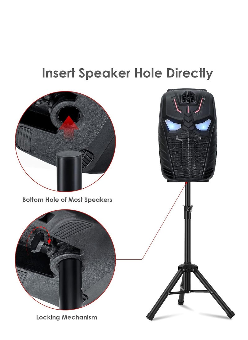 Mike Music - Adjustable Heavy-Duty Speaker Stand, 112 cm Max Height, Supports Up to 45KG, Durable Metal Tripod Base - Image 1
