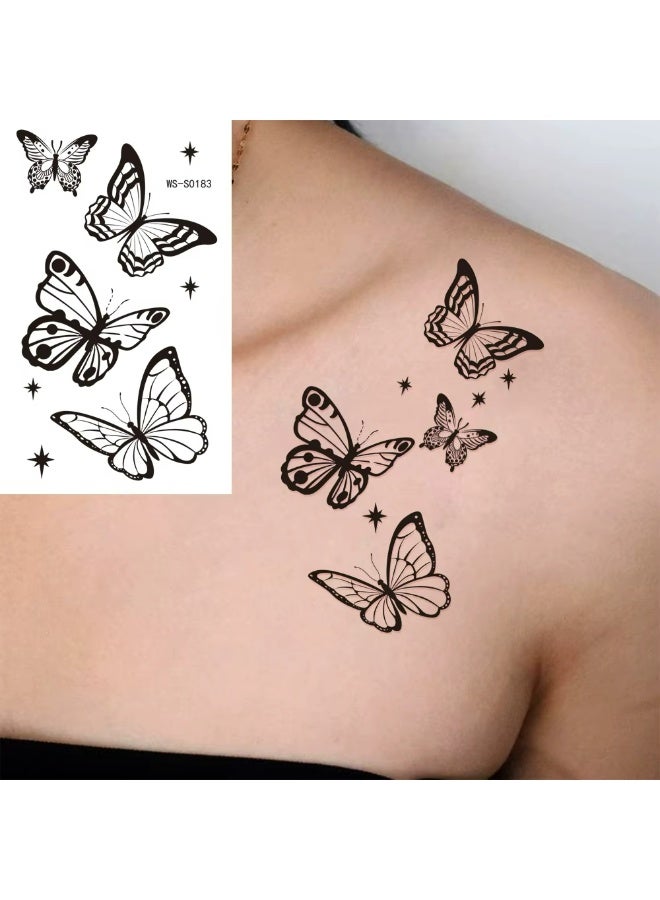 Woofixer 30 Sheets Waterproof Temporary Tattoos Stickers, Roses, Butterflies Mixed Style Body Art Temporary Tattoos for Women, Girls or Kids - Image 2