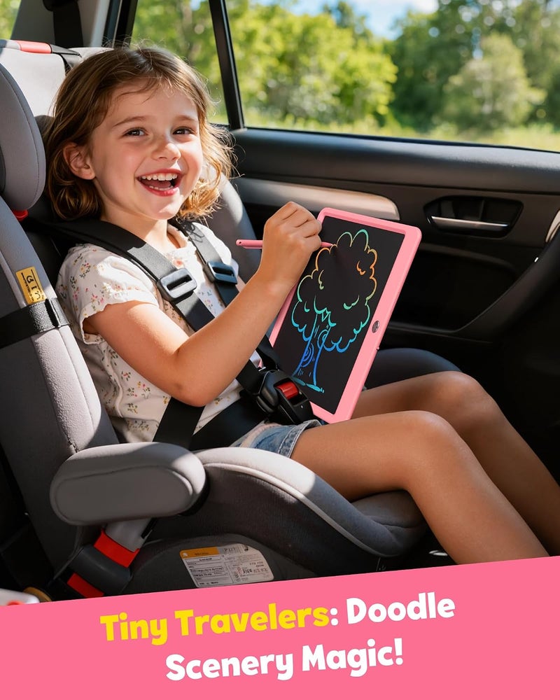 TEKFUN LCD Writing Tablet for Kids Girls Toys, 12 Inch Erasable Drawing Tablet Doodle Board Colorful Doodle Pad, Gifts for Toddlers Girls Adults (Pink) - Image 3