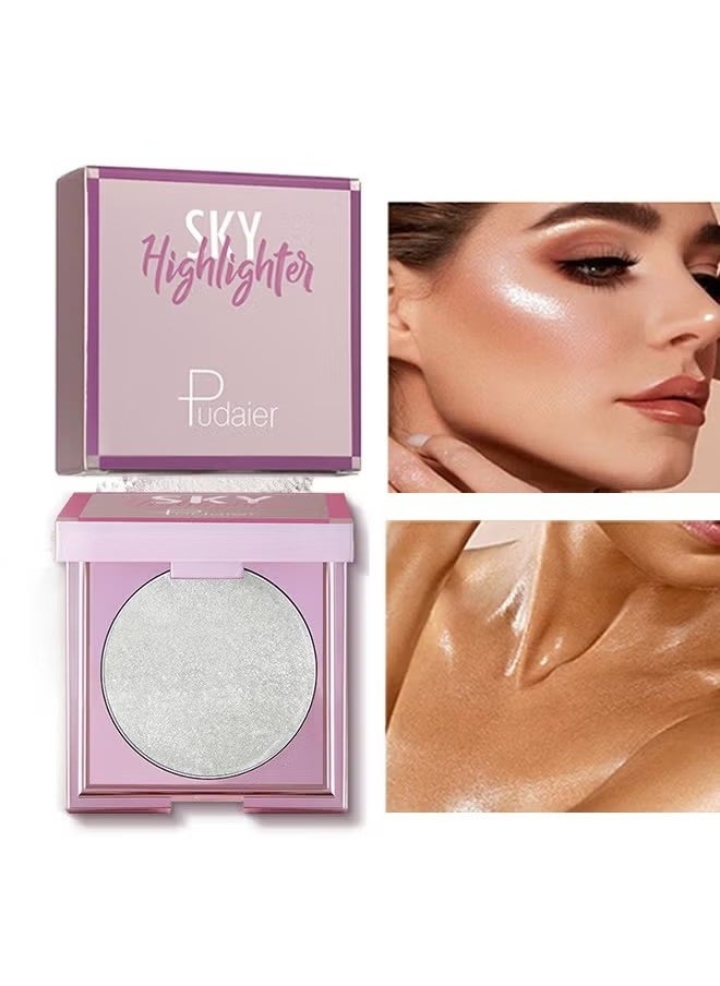 pudaier - Sky Highlighter, Powder Shimmering Glitter Long Lasting Waterproof Contouring Smooth Silk Fine Natural Illuminator for Nose Eye Face Body to Brighten Skin 8G #01 - Image 1