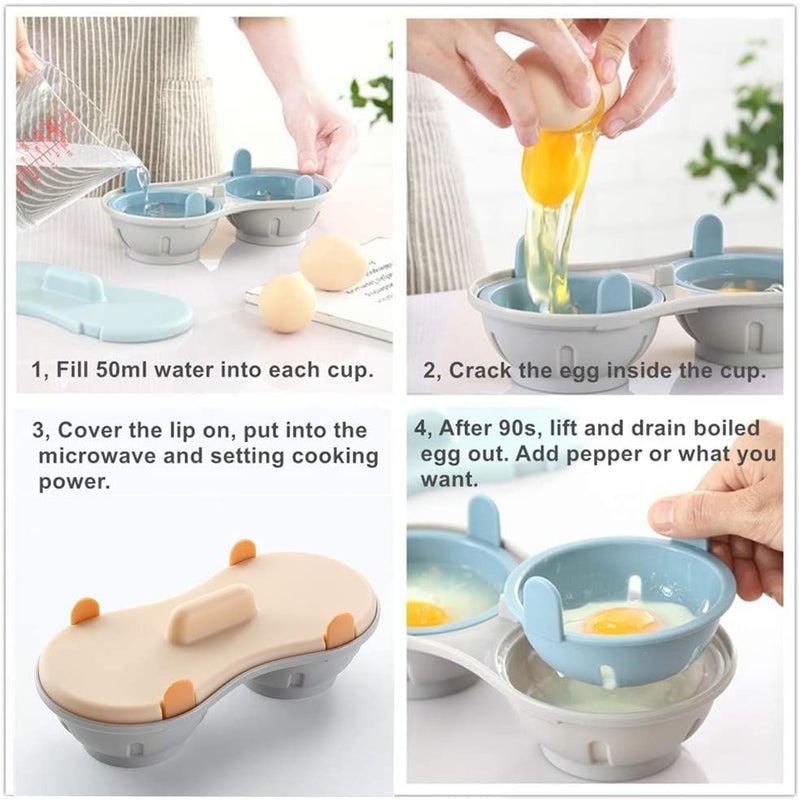 KICOFIT Egg Poacher Microwavable, Egg Steam with Measure Cup Dishwashable, Egg Maker Poached Egg Steamer Kitchen Gadget - Image 3