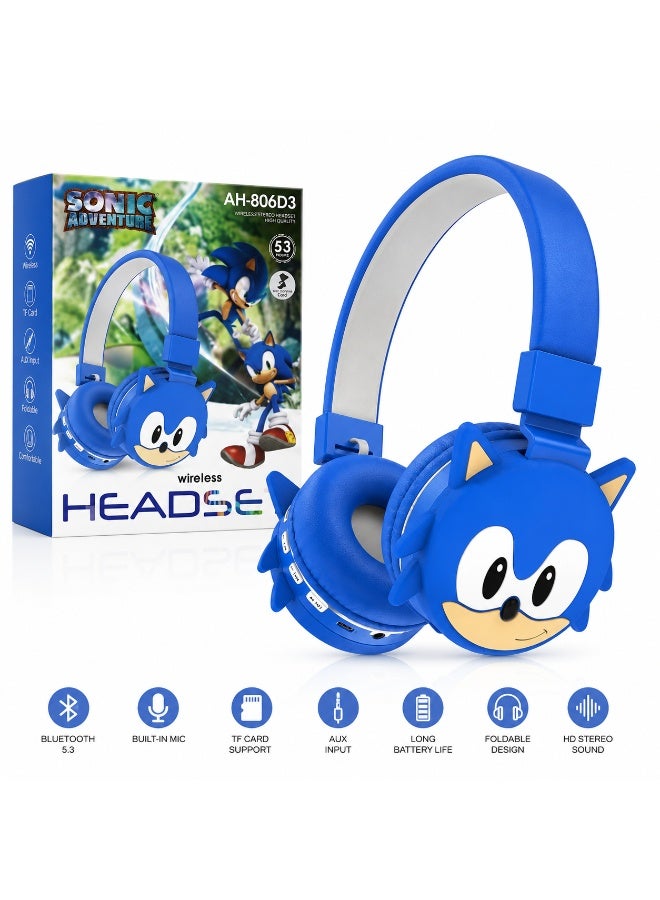 Sonic Wireless Bluetooth Headphones for Kids - High-Resolution Sound, 400mAh Battery, 18 Hours of Playtime, Built-in Microphone, Volume Control - Image 1