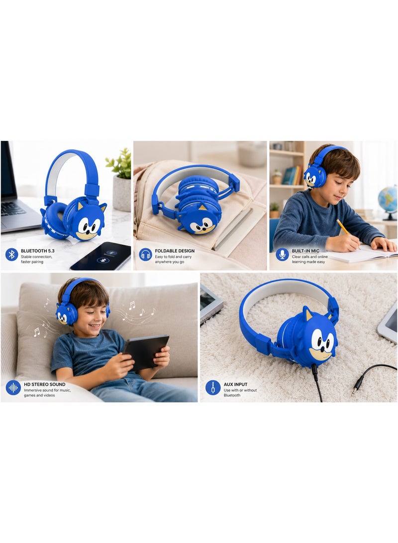 Sonic Wireless Bluetooth Headphones for Kids - High-Resolution Sound, 400mAh Battery, 18 Hours of Playtime, Built-in Microphone, Volume Control - Image 4
