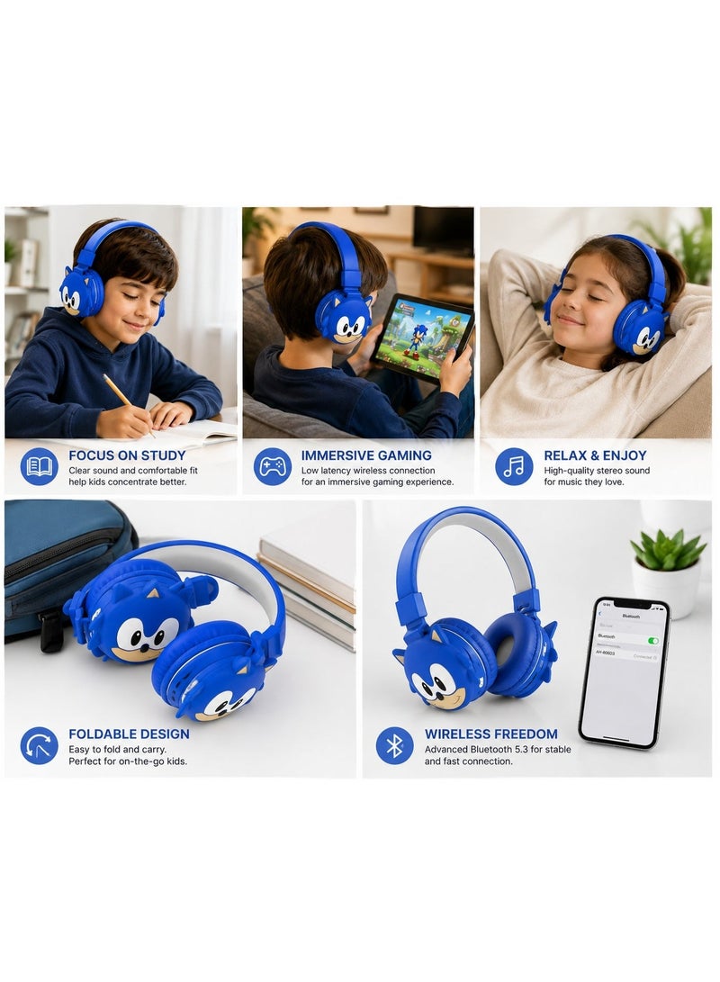 Sonic Wireless Bluetooth Headphones for Kids - High-Resolution Sound, 400mAh Battery, 18 Hours of Playtime, Built-in Microphone, Volume Control - Image 3