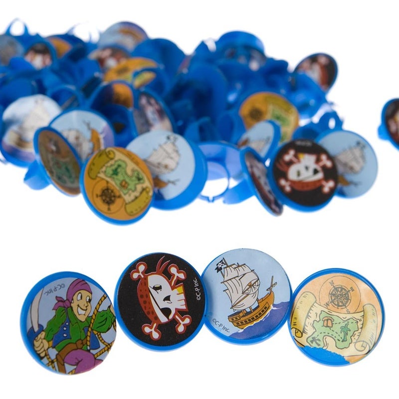 U.S. Toy Pirate Sticker Rings-48 Pieces