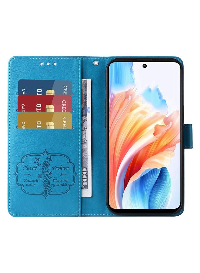 اس-توب جراب هاتف جلدي منقوش عليه زهور الفراشة لهاتف OPPO A79 5G - Image 4