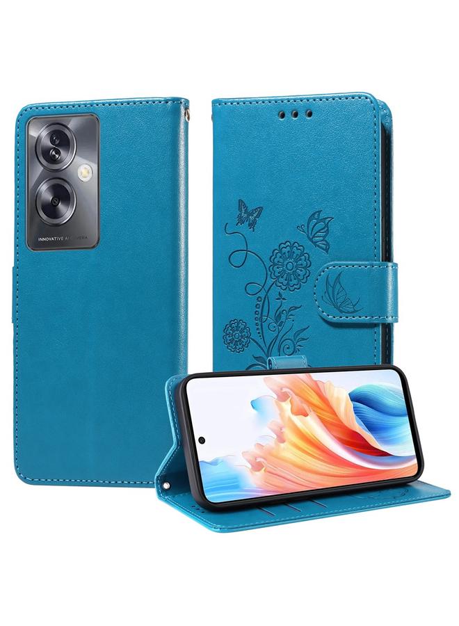 اس-توب جراب هاتف جلدي منقوش عليه زهور الفراشة لهاتف OPPO A79 5G - Image 1