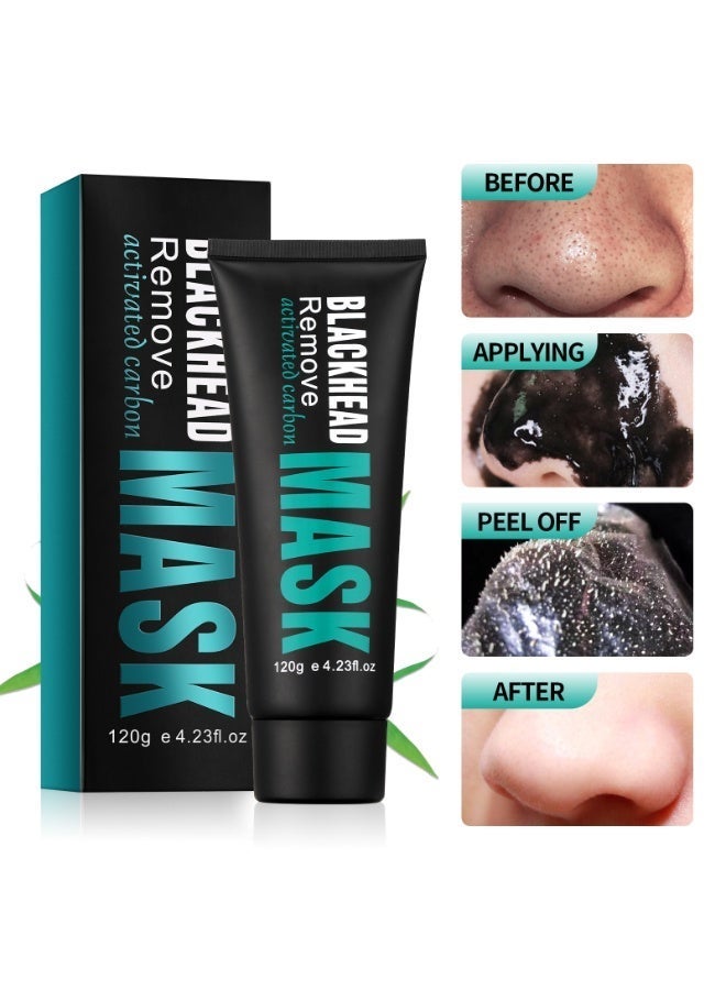 MOOYAM Blackhead Remover Mask Activated Charcoal Black Mask, Purifying Blackhead Mask Peel Off Face Mask for Nose Pores Acne Blackhead Facial Mask with Brush and Pimple Extractor Tools - Image 1