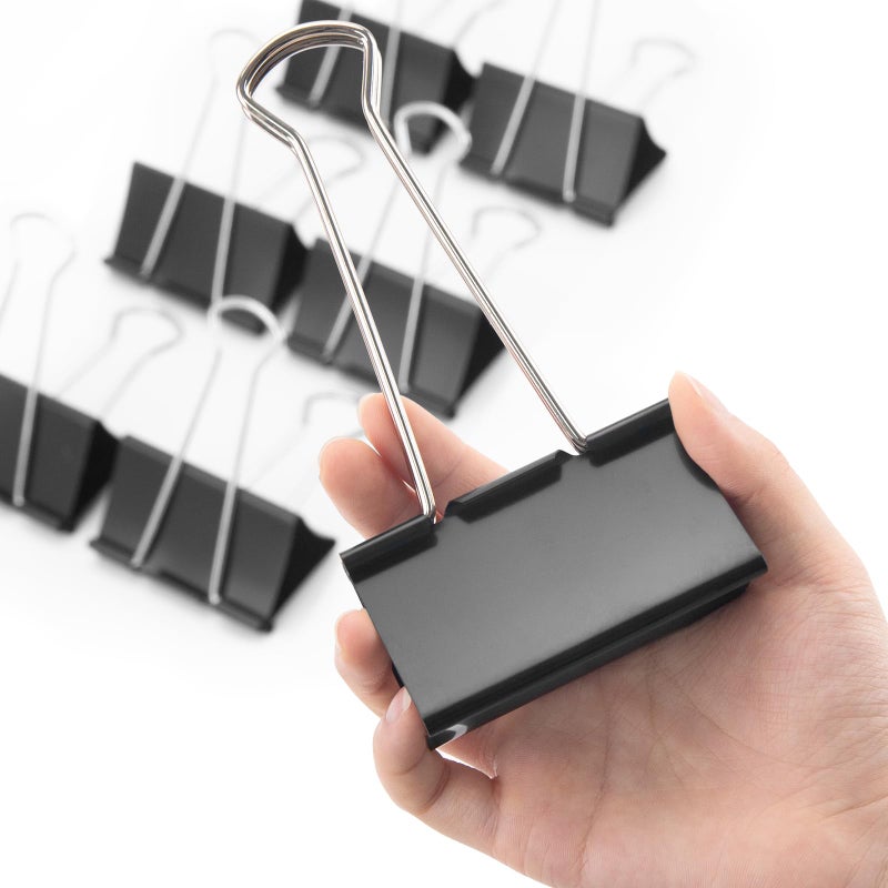 OWLKELA 3 Inch (6 Pcs) Jumbo Binder Clips, Extra Large Black Paper Clamps for Home, School and Office Supplies - Image 1